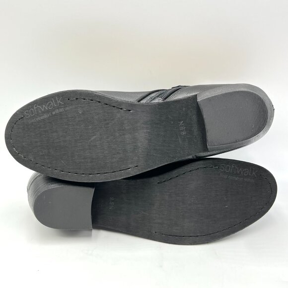 9.5N‎ 9.5 NARROW WIDTH Softwalk Womens Rocklin Black Leather Ankle Boots Shoes - Picture 9 of 14
